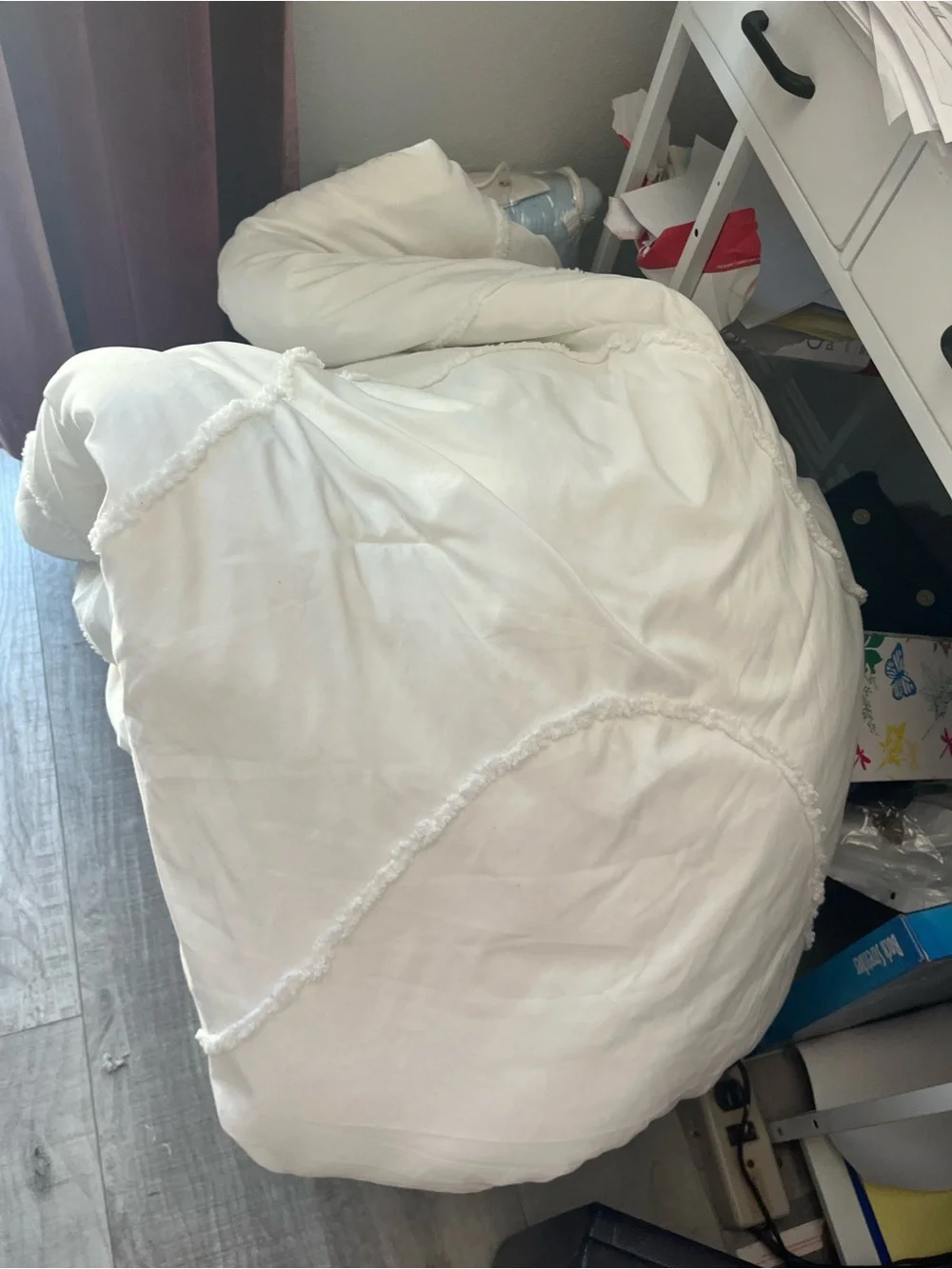 White Decorative Comforter with Textured Stitching - Home Bedding